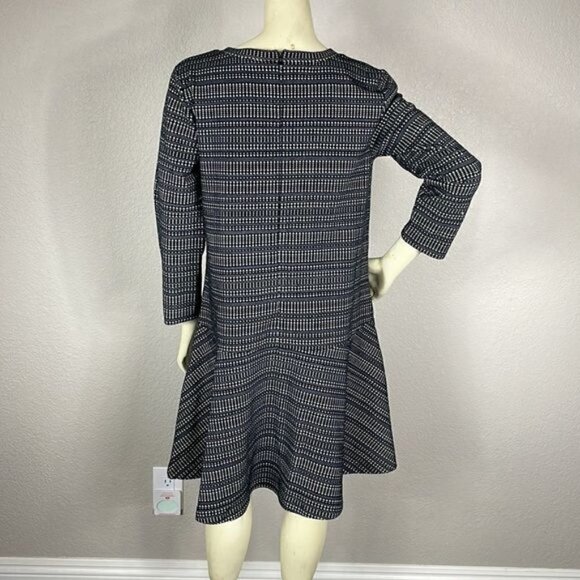 Loft Dress Geometric Drop Waist Flounce Black and White Career Sz M - Picture 5 of 13